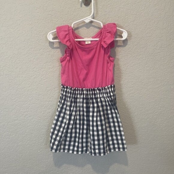 J CREW Crewcuts Baby Girl 2T Dress Blue White Pink Flutter Sleeve - Picture 2 of 8